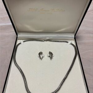 Elegant Silver Necklace and Earring Set by Fifth Avenue